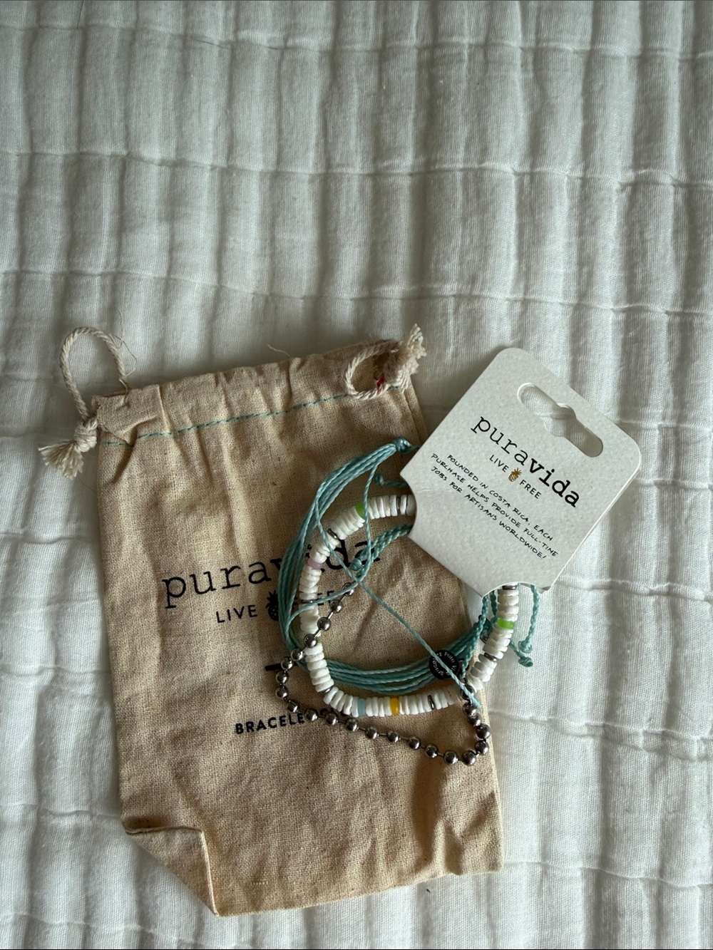 Pura Vida Aqua, White & Silver Mixed Bracelet Set
